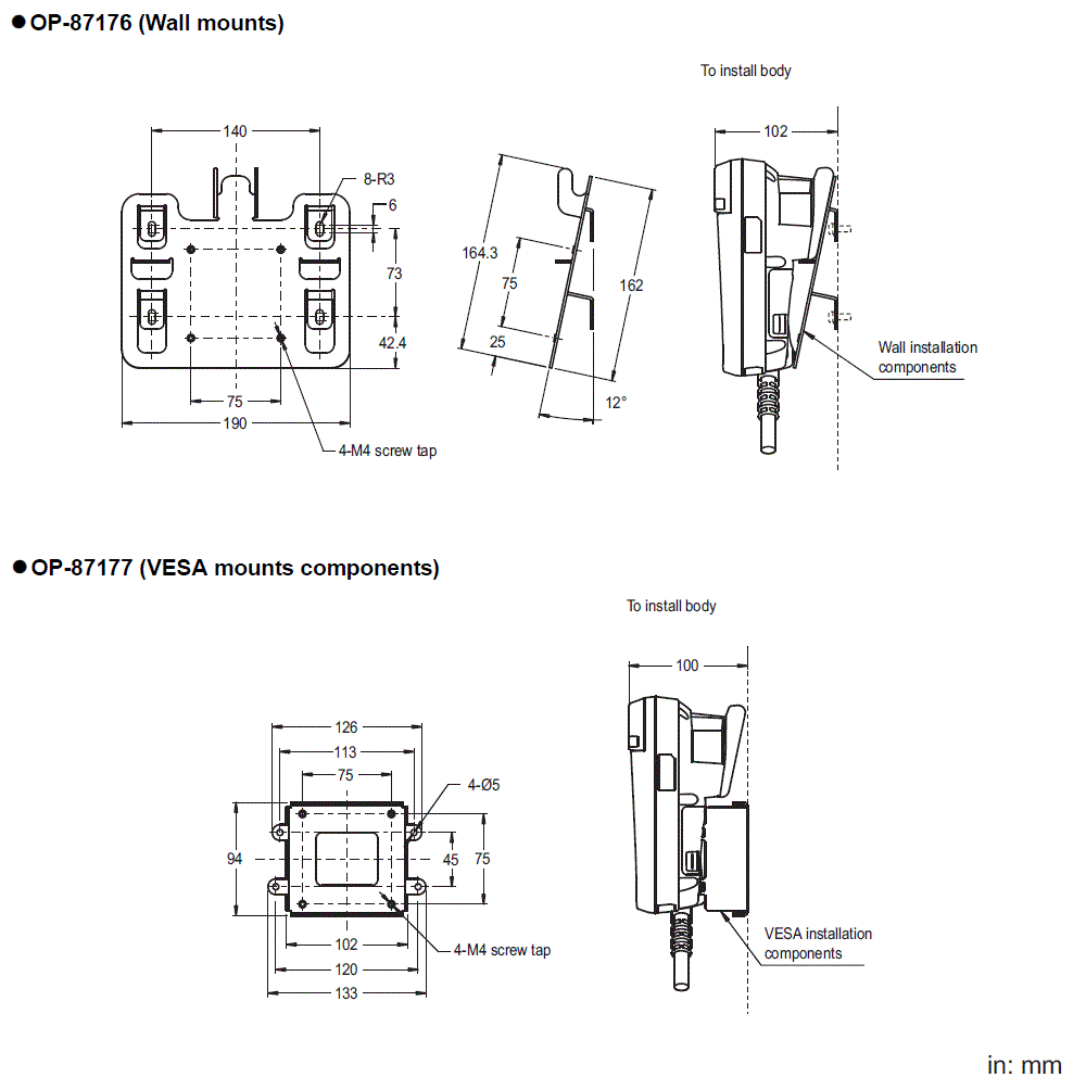 OP-87176/OP-87177&nbsp;Dimension