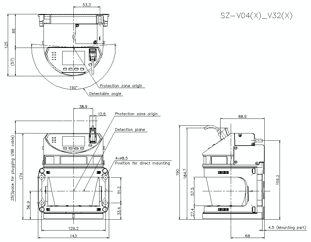 SZ-V04/X/V32/X Dimension